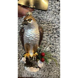 Robert Stanley Eagle Bird‎ Glass Ornament On Pine Branch Christmas Holiday NEW